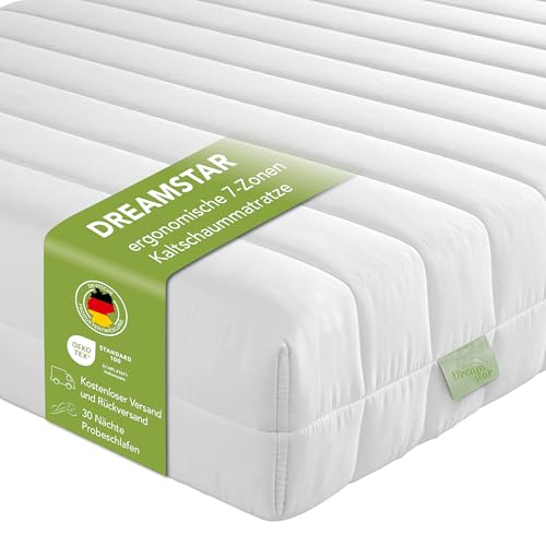 DREAMSTAR Easy Flex | ergonomische 7-Zonen Kaltschaummatratze | Öko-Tex Zertifiziert | Härtegrad 2 und 3 (H2 & H3) | Rollmatratze 13 cm | Made in EU...