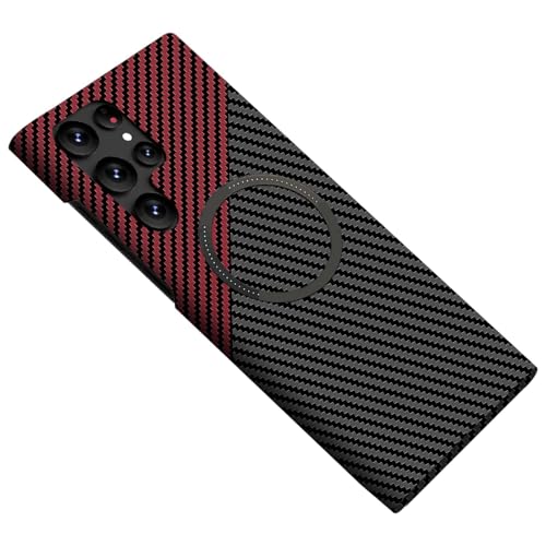 Coque Samsung S26 Plus fibre de carbone magnétique protection antichoc rouge