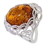 Artipol Bague producto europeo estilo francés. Plata rodiada con naturales Ámbar - modelo 5415-B, talla 55