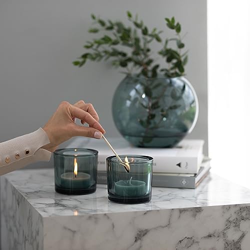 Trend For Home 6 Glass Tealight Holders H: 8 cm diameter 9 cm Candle Jars for Candle Making Round Green Candle Holders Tealight Candle Holders for Living Room Tea Light Holder 250 ml - Image 3