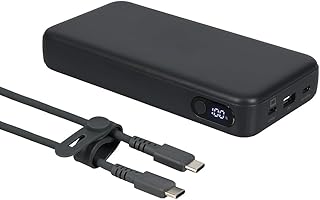MOTTERU(モッテル) モバイルバッテリー 25000mAh PD140W出力 残量表示機能付き 3ポート (USB-C×2 USB-A×1) iPhone Air 17 17Pro 16 15 MacBook iPad Android Windows PC 対応 PPS対応 PSE適合製品 シリコンケーブル付 スモーキーブラック MOT-MB25001-BK
