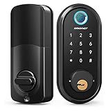 スマートロック、フロントドアと互換性のあるキーレスエントリードアロック、SMONET指紋バイオメトリック電子Bluetoothキーパッドキー付きデッドボルト