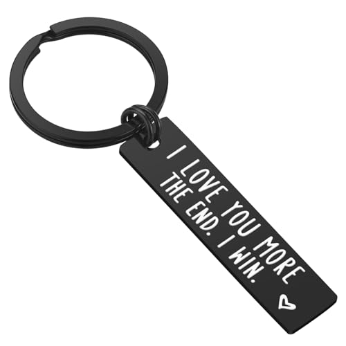 iWenSheng Valentines Day Gifts for Him Her - I Love You More The End I Win Keychain Couple Gifts for Boyfriend Girlfriend Husband Wife Birthday Gift for Men Women