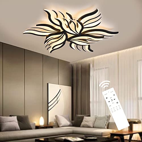Plafonnier LED moderne dimmable - 90W lampe de salon plafonnier chambre avec télécommande lumière couleur luminosité changement de couleur - plafonnier noir gradation éclairage intérieur