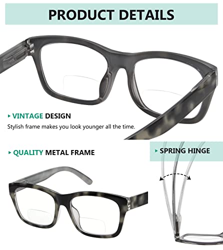 Eyekepper Polycarbonate Large Lens Line Bifocal Glasses Readers Men Grey - Image 4