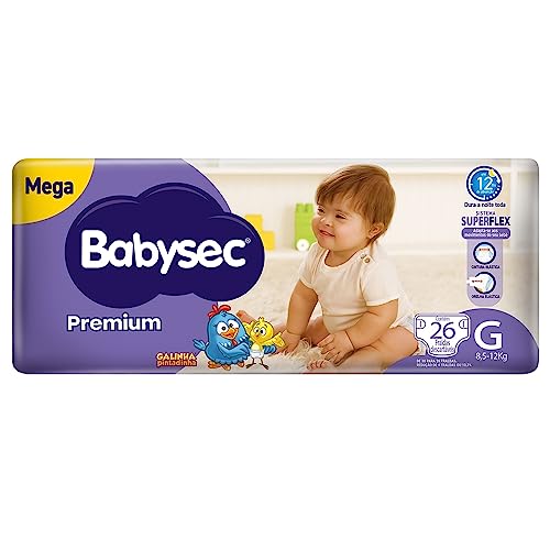 Fraldas descartáveis Babysec Premium Galinha Pintadinha Flexi Protect, 30 Unidades, Tamanho G 8,5 - 12 Kg