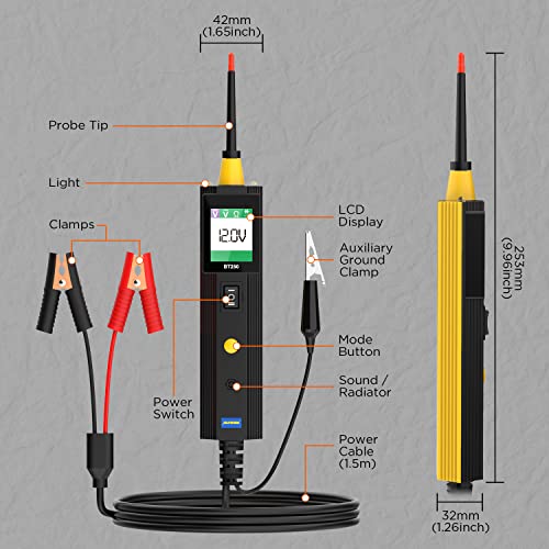 AUTOOL Power Circuit Probe Tester Automotive Circuit Tester Car Fuse Relay Short Tester Breaker Finder 6-30V AC DC Voltage Resistance Diode Electrical System Test Diagnostic Tool for 12V 24V Vehicle - Image 3