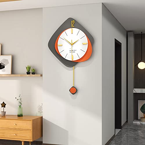 Fleble Large Wall Clocks For Living Room Decor Big Modern Decortive Wall Clock With Pendulum Battery Operated For Home Bedroom Office Kitchen 20 Inch Unique Wood Hanging Clocks Silent Non-Ticking #TOP11