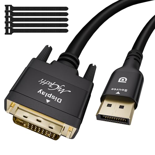 Mygatti DisplayPort auf DVI Kabel 1.5m, 4K@30Hz Unidirektional monitorkabel,DP Stecker zu DVI Stecker adapterkabel, für Computer, Laptop, Projektor, Monitor, PC, Desktop, HDTV, Mit 5 Kabelbinder