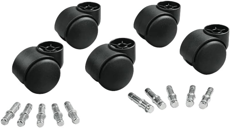 Deluxe Futura Hooded Chair Mat Casters, 7/16 Dia. x7/8 Long and 3/8 Dia. x7/8 Long Stems, 120 lbs./Caster, Matte Black Finish, 5/Set