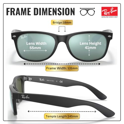 Image of Ray-Ban RB2132 NEW WAYFARER FLASH Square Shaped Sunglasses for Men & Women with Official RAYBAN Eyewear Kit