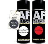 Auto Vernice Spray Set per Renault 478 Bleu Abysse MetallicBase Trasparente 2x400ml con vernice spray trasparente