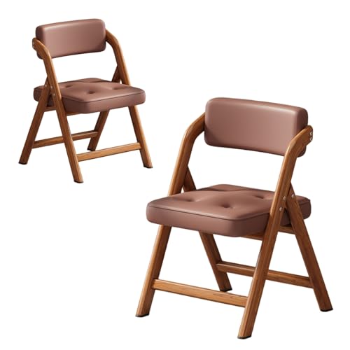 Juego de 2 sillas de comedor plegables – Portátiles ergonómicas Wooden Kitchen Chairs with Leather Finish, No Assembly Required, Ideal for Home Office, Parties & Picnics   Walnut & Magenta