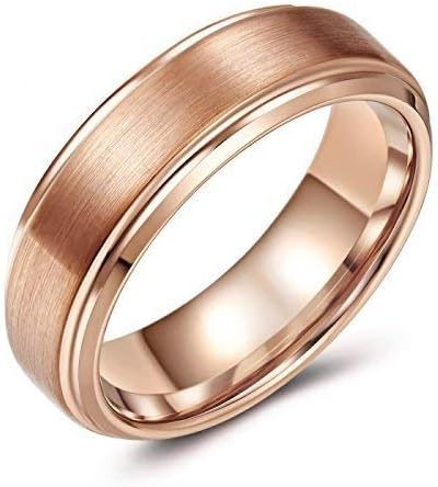 Rose Gold Toned Tungsten Wedding or Fashion Ring – Brushed Finish – Classic – Traditional – Sophisticated – Comfort fit - Engraveable
