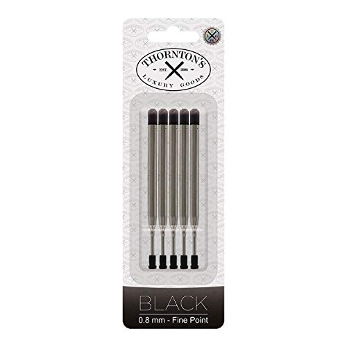Thornton's Luxury Goods Ballpoint Pen Refill To Fit Parker Style Ball Point Pens 1.0Mm Medium Point Black Ink 5-Count Replacement Refills Quick-Drying And Long Lasting Ink For Ultra-Smooth Writing #TOP2