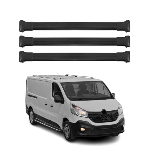 Barres de toit OMAC en alu pour Renault Trafic 3 supportant une charge max de 75kg