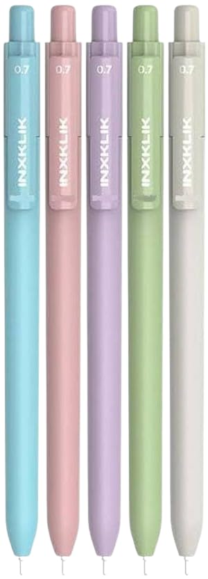 Image of Doms INXKLIK 0.7mm Ballpen Pack of 20 (Blue-15, Black-5)| Smooth Click, Non-Fading & Quick-Dry LV Ink Technology, Textured Grip For Smooth & Long Writing| 5 Vibrant Body Colours