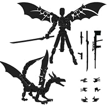 2026 New T13 Action Figure Set with Dragon, 3D Printed Multi-Jointed Movable Nova 13 Dummy Robot, Titan 13 Action Figures Collectors Desktop Decorations for Game Lovers Black
