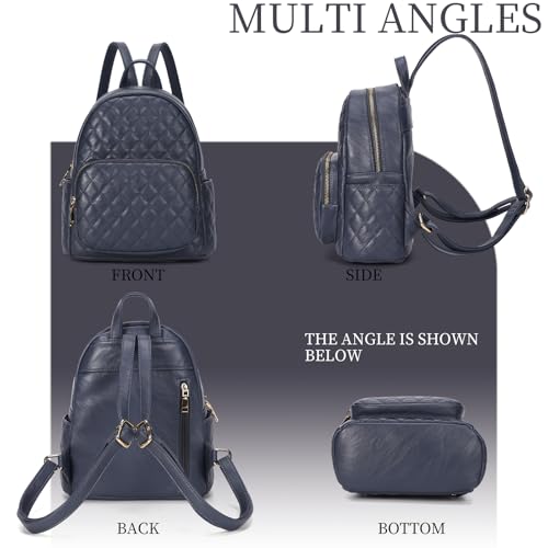 Image of Quilted Small Backpack for Women PU Leather Casual Handbag Daypack Purse | Stylish Quilted Design, water-resistant premium PU leather, matches all daily outfits, lightweight for everyday carry
