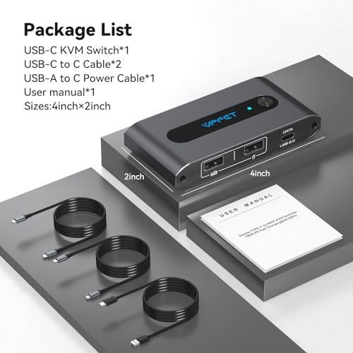 Commutateur KVM USB C pour basculer entre deux PC sur un écran 4K sans débrancher