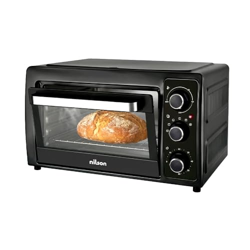 Nilson Life Horno de Sobremesa 28 L, Convección, 1500 W, 5 Funciones de Cocción, Control Mecánico, NHS2800N, Termostato Ajustable, Temperatura Máxima 230º, Temporizador 60 min