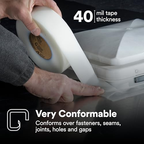 Image of 3M White Extreme Sealing Tape 4411W+ - 3 in x 36 yd, 1 Roll - High Performance, Waterproof, Durable, Single-Sided Acrylic Adhesive for Metal, Plastic, Seams, Joints, Gaps, Weather-Resistant