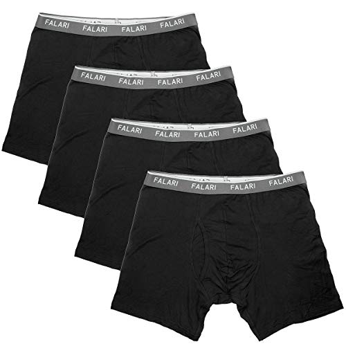 Falari 4-Pack Men's Soft Cotton Boxer Briefs, Lightweight Breathable Underwear with Tear Away Tag