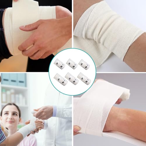 6 Stück Elastischer Verband Elastische Bandage Kompressionsbinden Elastischer Verband mit Metallclips Gedehnt Luftdurchlässig für Handgelenke Knöchel Knie für Verstauchung Verletzungen