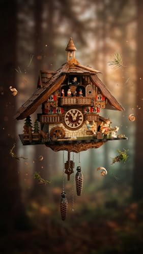 Cuckoo-Palace Large German Cuckoo Clock - The Seesaw Mill Chalet with Quartz Movement with Moving Seesaw - Black Forest Clock - Image 4