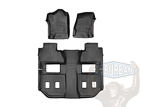 WeatherTech 2015-2016 and 2017 GMC Yukon XL/Yukon Denali XL Floor Liners-Full Set (Includes 1st and 2nd Row)-Fits Vehicles with 2nd Row Bucket Seats-Black