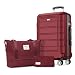 SHOWKOO 28In Luggage Sets Expandable Durable PC+ABS Hardside Suitcase, Red