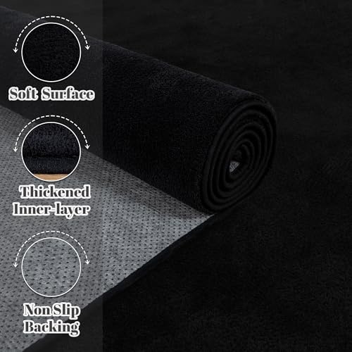 Image of Large Modern Area Rugs for Living Room Bedroom, 6x9 Feet Black Ultra Soft Thickened Memory-Foam Indoor Rug, Comfy Aesthetic Solid Minimalist Carpets for Girls Boys Nursery Dorm Home Decor