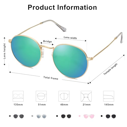 Image of SOJOS Small Round Polarized Sunglasses for Women Men Classic Vintage Shades | Lightweight Stainless Steel Frame UV400 Sun Protection Adjustable Nose Pads SJ1014