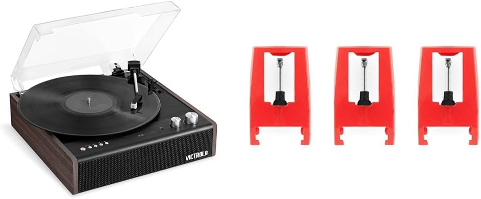 Victrola Eastwood 3-Speed Bluetooth Turntable with Built-in Speakers and Dust Cover | Upgraded Turntable Audio Sound | Espresso Wooden Body