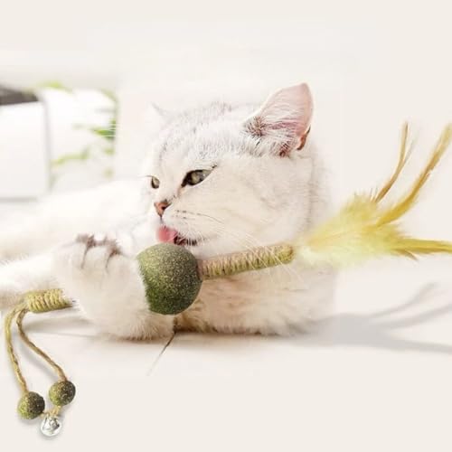 Brinquedo Gato com Matatabi, Pena e Guizo Saúde Bucal e redução de Estresse