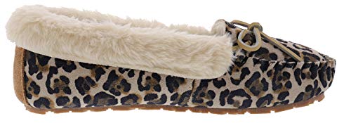 Clarks Women's Dolly Indoor Outdoor Faux Fur Slippers (9 M US, Tan Leopard Suede)2