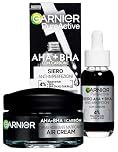 Garnier Air Cream Moisturising Matifying AHA BHA Face Cream with Charcoal 50ml + Garnier PureActive Anti-Imperfection Serum with Charcoal Niacinamide AHA BHA Black Spots Treatment 30ml