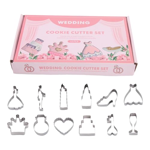 Molde para cortar galletas, de acero inoxidable, 12 moldes para hornear para el día de San Valentín, de acero inoxidable, reutilizable, molde para novia y novio, para cocina y panadería