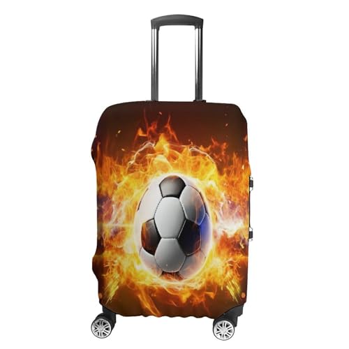 Burning Soccer Ball Travel Luggage Cover Washable Anti-scratch Suitcase Protector Dustproof Protective Cover Case for Wheeled Luggage Fits 19-32 Inch Luggage