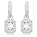 Swarovski Una Drop Earrings, Octagon Shaped, Violet and Clear Crystals in a Rhodium Plated Setting, from the Una Collection