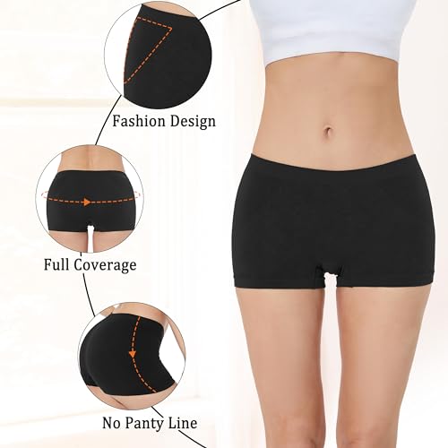 Boy Shorts Underwear for Women, Seamless Nylon Stretch No Show Boyshort Panties Boxer Briefs Packs2