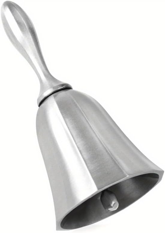 1pc Hand Call Bell Gold Silver Multi-Purpose Bells for Craft Wedding Decoration Alarm School Church Classroom Vintage Bell (Silver)