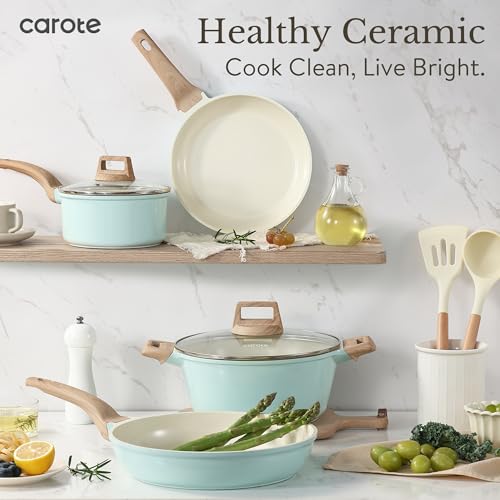 image for CAROTE 21 Ceramic Cookware Set, Pots and Pans Set Non stick, Cook Ware