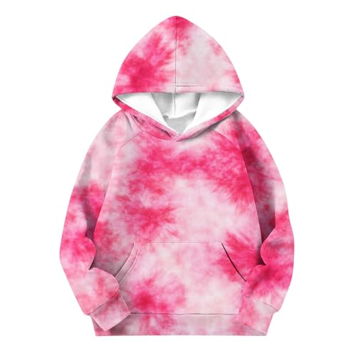 DDAPJ pyju Girls 2025 Long Sleeve Hoodie Sweatshirt Cute Tie Dye Long Sleeve Raglan Pullover Pocket Hoodies for 5-15 Years3