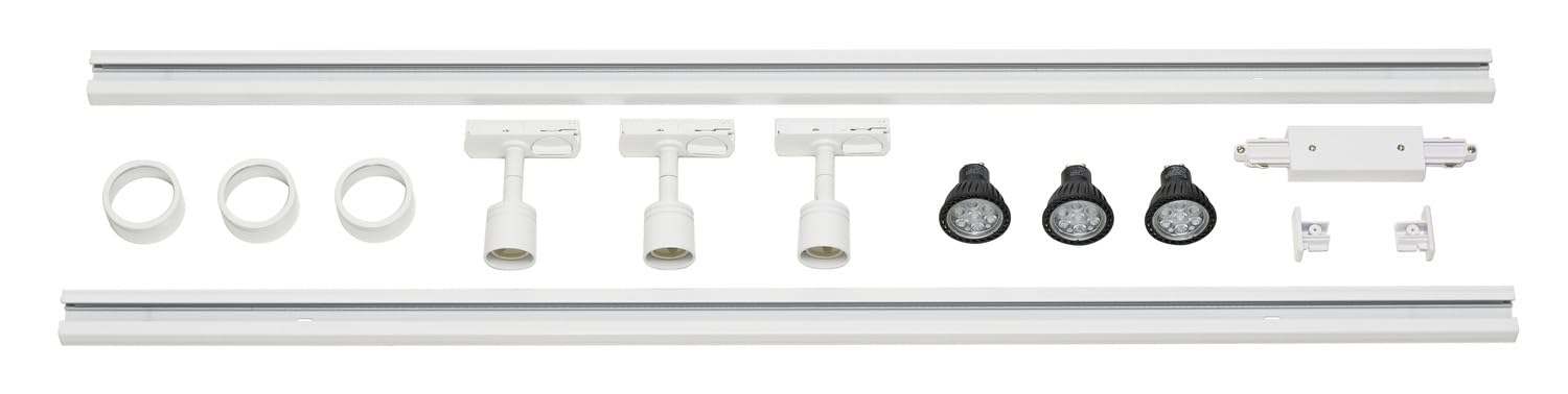 SLV Système d'éclairage monophasé KIT HAUTE TENSION MONOPHASÉ/Projecteur; spot LED; projecteur plafond; plafonnier; système sur rails; éclairage d'intérieur/GU10 12;9W blanc