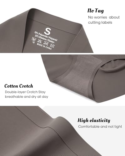 LEVAO Seamless Womens Underwear, No Show Full Coverage Briefs, Tummy Control High Waisted Panties for Women,5 Pack