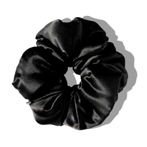 Drowsy Oversized Scrunchie – Luxury Mulberry Silk Hair Scrunchie for All Hair Types, No Damage Hair Tie to Protect Hair Health, Reduce Breakage & Maintain Moisture (Black Jade)