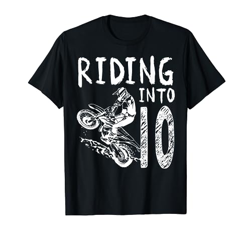 Riding Into 10th Birthday Dirt Bike T-Shirt for Boys