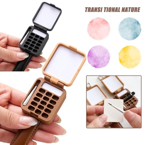 Ensemble palette aquarelle en bois avec compartiment de rangement intégré - 6