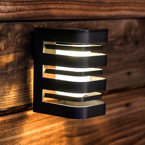 Lumiled Solarlampen für Außenwand LED Solar Wandleuchte Außen Schutzklasse IP44 warmweiß 3000K wasserdichte kabellose Installation Solarleuchten für Garten, Zaun, Garage, Balkon, Veranda